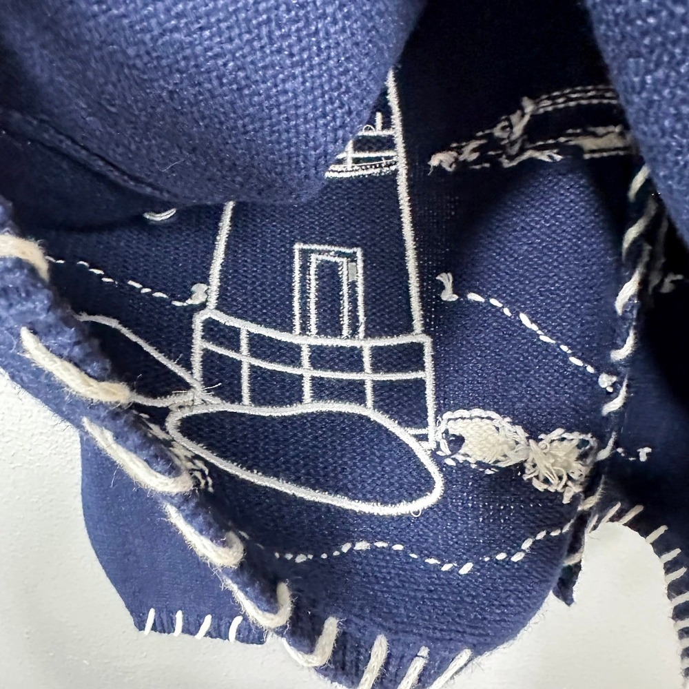 Vintage Cardigan Top Set Womens Size L Navy Blue Nautical Lighthouse Timberlea - Picture 10 of 15